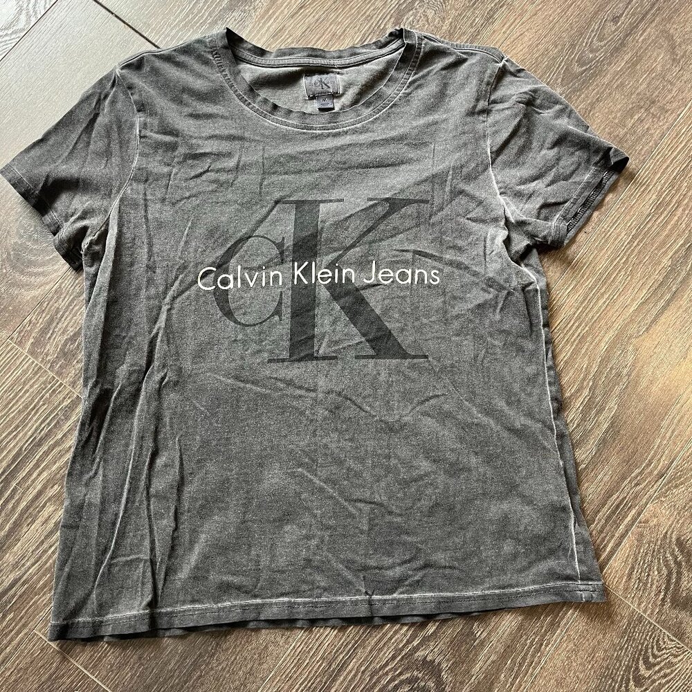 Calvin Klein Short Sleeve Mineral Washed Tee Grey Medium